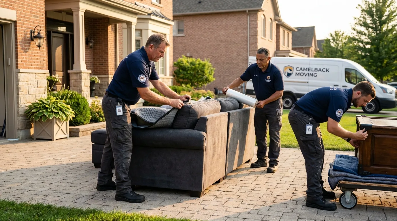 Large estate moving crew wrapping furniture in Taos, NM